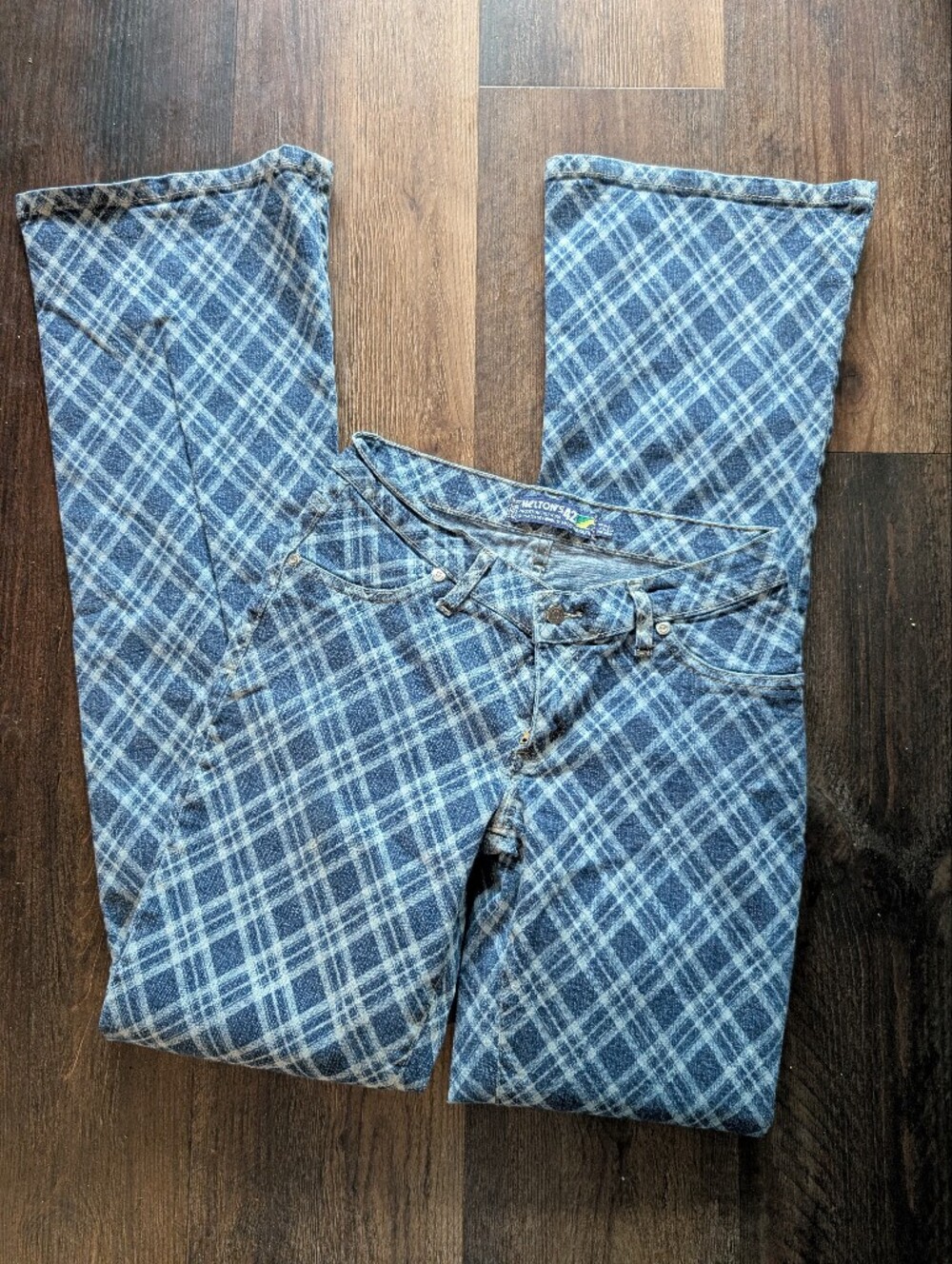 Brazilian Boho plaid Jeans By Shelton's Size 42 Brazil (US Approx Size 4)